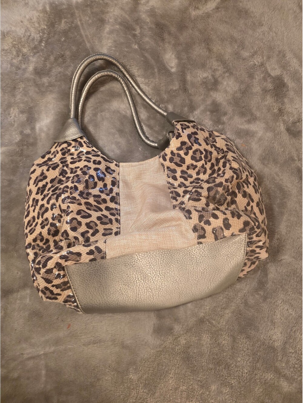 Bueno silver and leopard print handbag ms